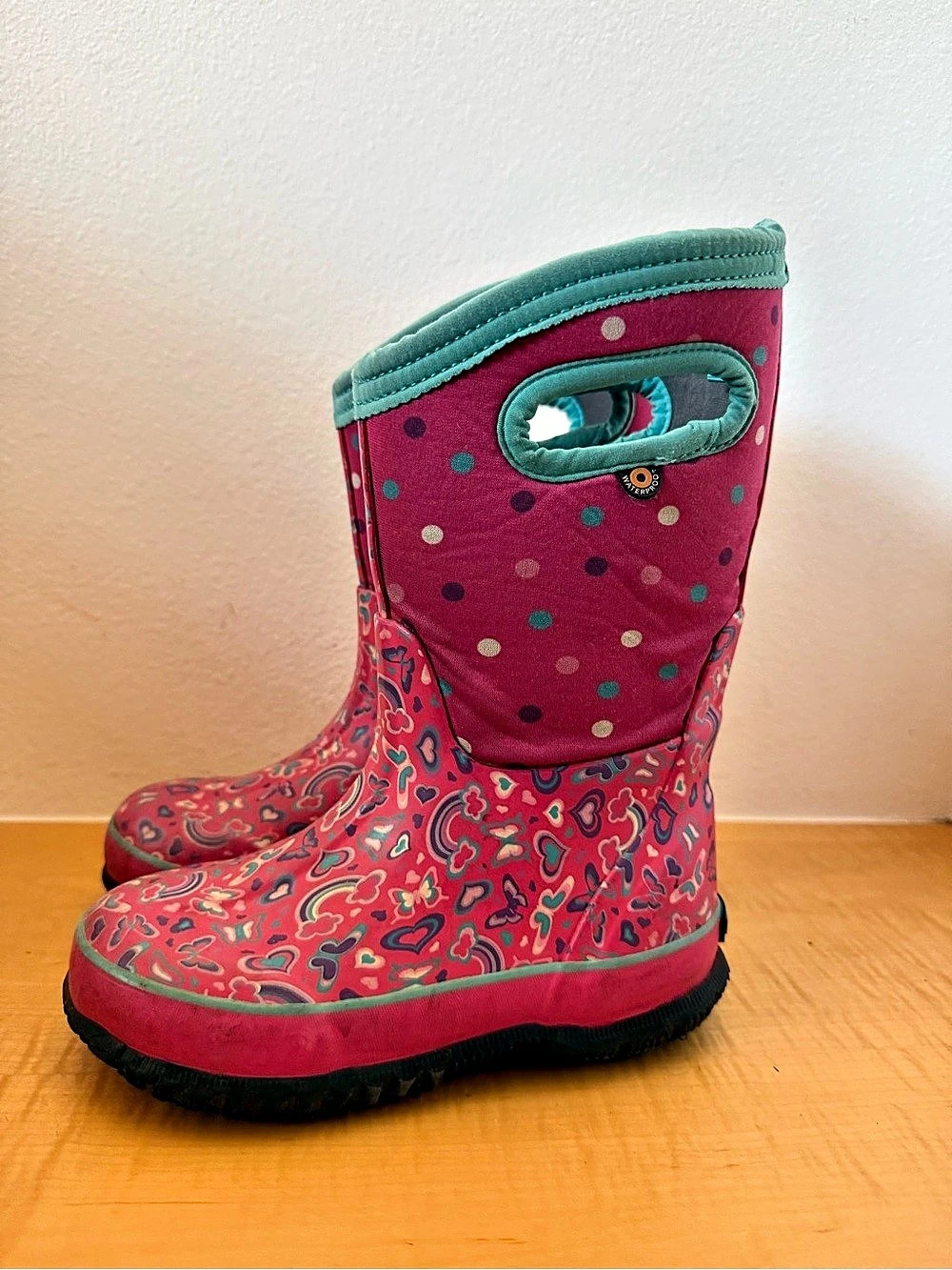 BOGS Kids Classic Rainbow Boots Sz Toddler 12 Pink Waterproof Winter Snow Boot